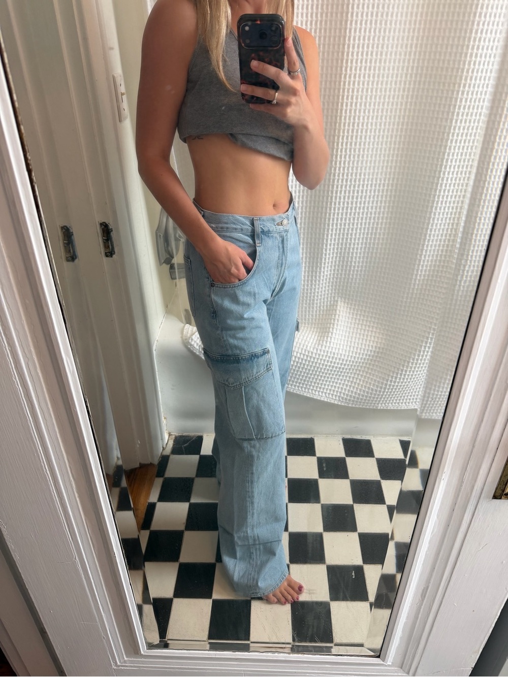 Agolde Light Blue Cargo Wide-Leg Jeans - Women